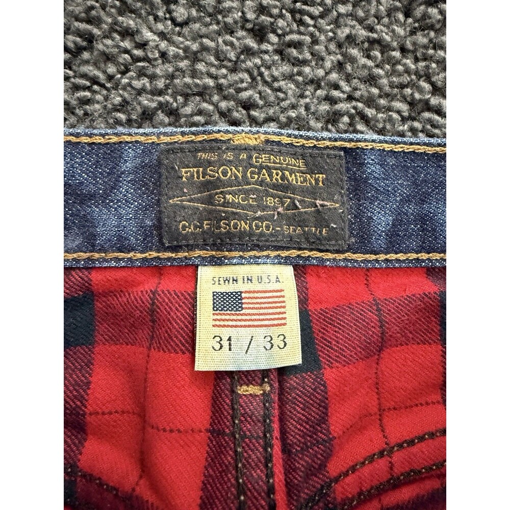 C.C. Filson flannel lined vintage jeans mens 31x33 blue denim made in USA - Picture 3 of 5